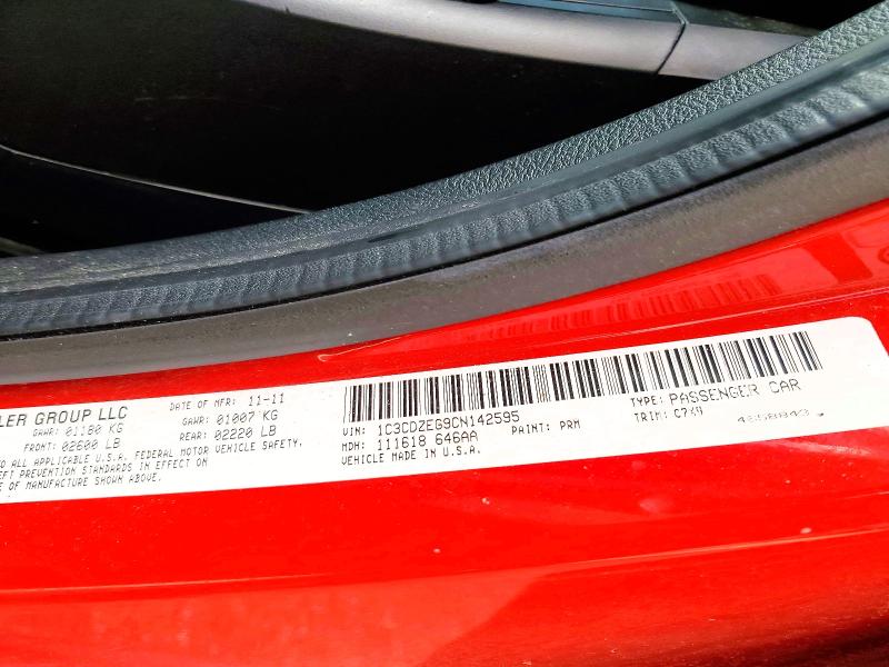 2012 Dodge Avenger მანქანა იყიდება აუქციონზე, vin: 1C3CDZEG9CN142595, აუქციონის ნომერი: 50048866