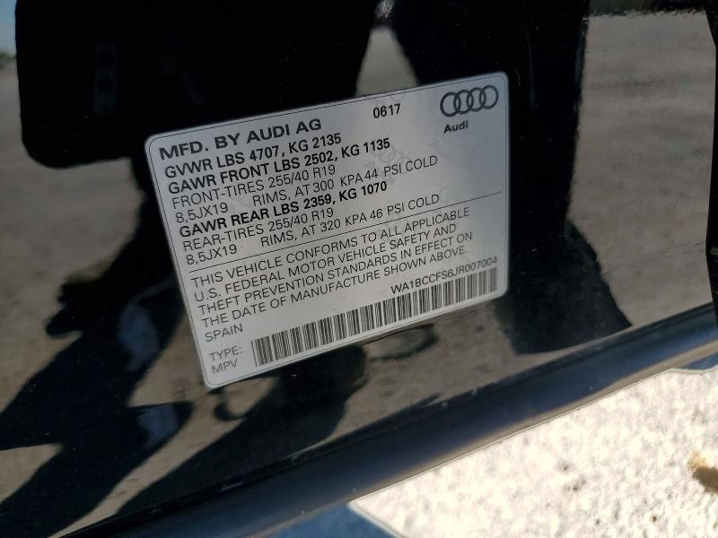 48921156 :رقم المزاد ، WA1BCCFS6JR007004 vin ، 2018 Audi Q3 مزاد بيع