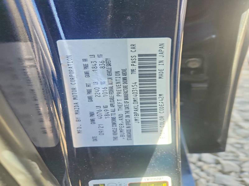 48832266 :رقم المزاد ، JM1BPAKL0M1403154 vin ، 2021 Mazda 3 مزاد بيع