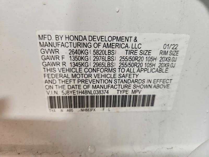 Aukcja sprzedaży 2022 Acura Mdx, vin: 5J8YE1H48NL038374, numer aukcji: 51607806