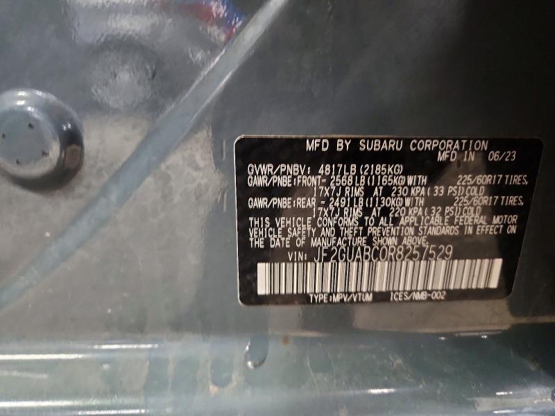 Продаж на аукціоні авто 2024 Subaru Crosstrek, vin: JF2GUABC0R8257529, номер лоту: 48588296