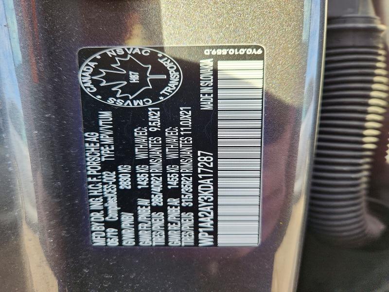 2019 Porsche Cayenne მანქანა იყიდება აუქციონზე, vin: WP1AA2AY3KDA17287, აუქციონის ნომერი: 48442546
