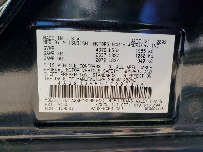 Продаж на аукціоні авто 2010 Mitsubishi Galant, vin: 4A32B3FF9AE007854, номер лоту: 48850326