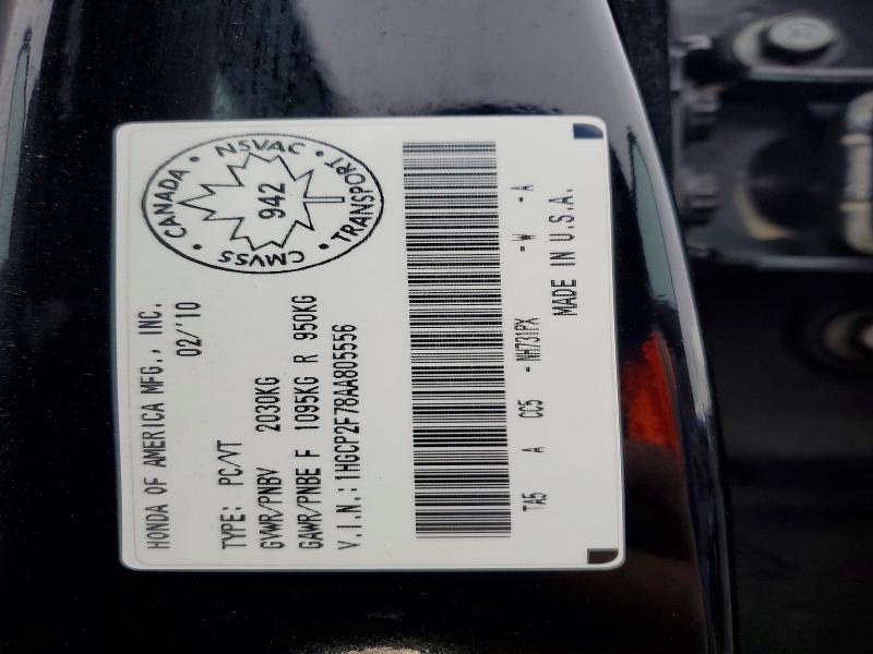 Aukcja sprzedaży 2010 Honda Accord, vin: 1HGCP2F78AA805556, numer aukcji: 51866506