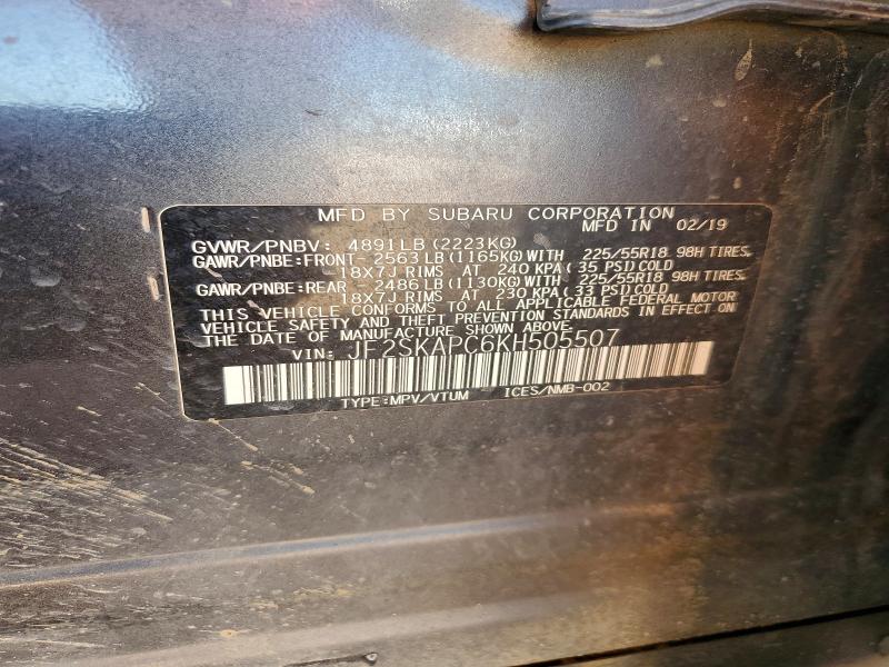 Aukcja sprzedaży 2019 Subaru Forester, vin: JF2SKAPC6KH505507, numer aukcji: 50411296