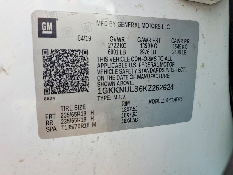 Продажа на аукционе авто 2019 Gmc Acadia, vin: 1GKKNULS6KZ262624, номер лота: 49844866