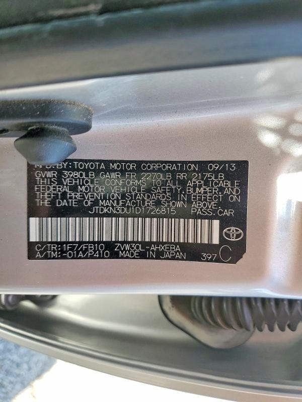 2013 Toyota Prius მანქანა იყიდება აუქციონზე, vin: JTDKN3DU1D1726815, აუქციონის ნომერი: 50497946