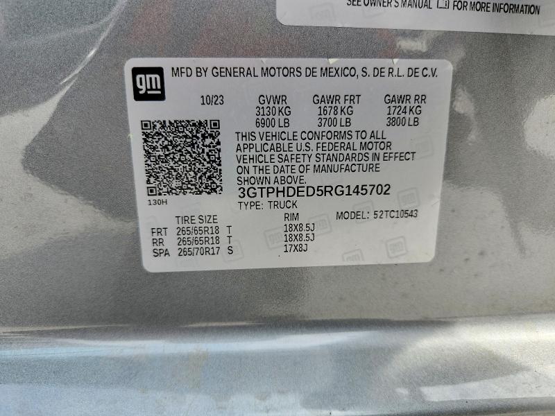 47883196 :رقم المزاد ، 3GTPHDED5RG145702 vin ، 2024 Gmc Sierra مزاد بيع