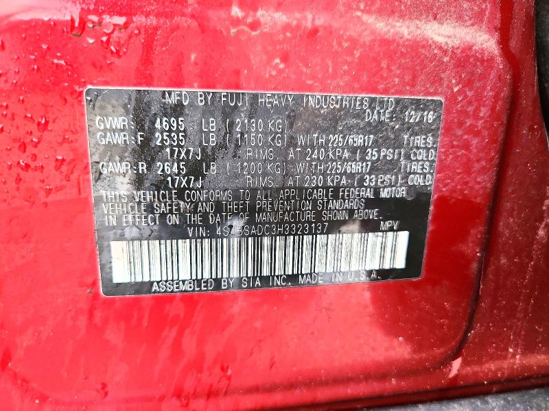 Aukcja sprzedaży 2017 Subaru Outback, vin: 4S4BSADC3H3323137, numer aukcji: 51888206