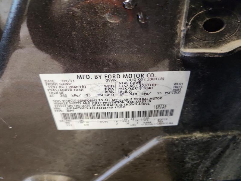 51764456 :رقم المزاد ، 2FMDK3JC3BBA91588 vin ، 2011 Ford Edge مزاد بيع