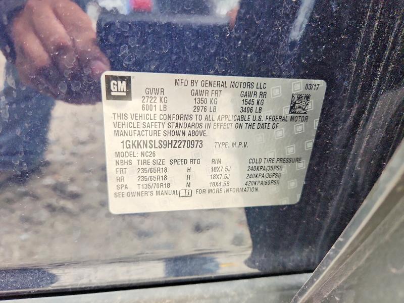 Aukcja sprzedaży 2017 Gmc Acadia, vin: 1GKKNSLS9HZ270973, numer aukcji: 51530266