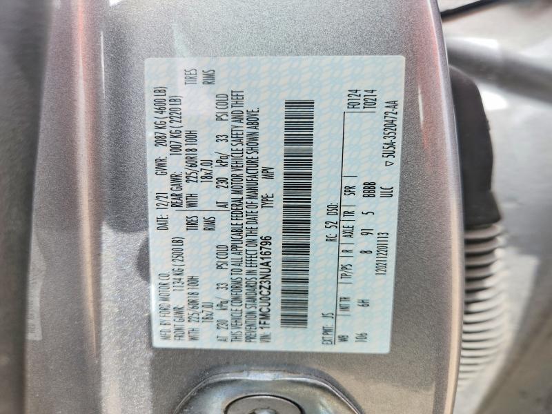Aukcja sprzedaży 2022 Ford Escape, vin: 1FMCU0CZ3NUA16796, numer aukcji: 51074846