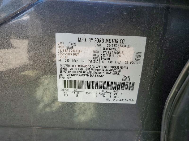 Aukcja sprzedaży 2022 Ford Edge, vin: 2FMPK4K92NBA55532, numer aukcji: 49059156