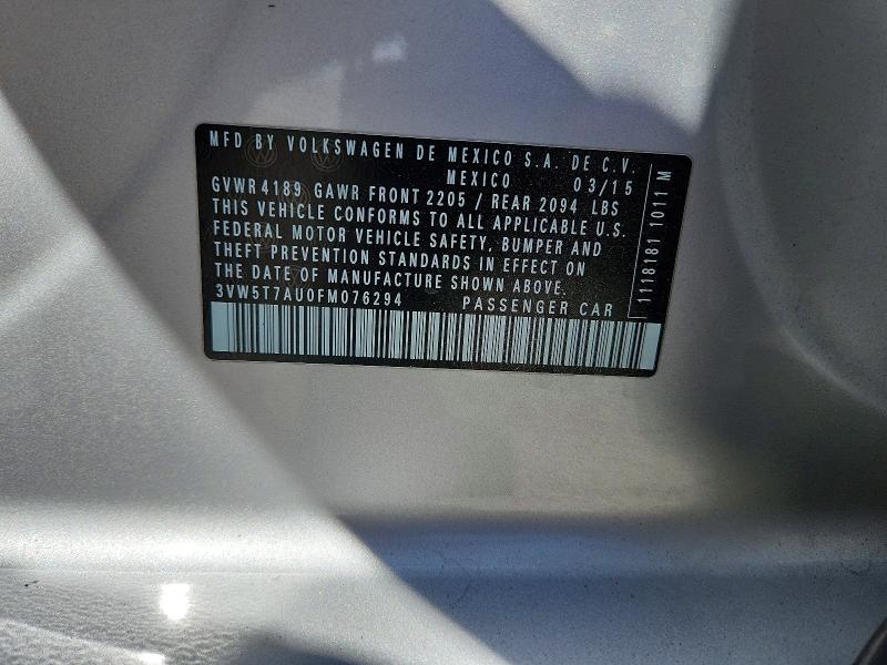 51210896 :رقم المزاد ، 3VW5T7AU0FM076294 vin ، 2015 Volkswagen Gti مزاد بيع