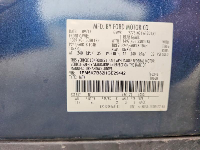 Продаж на аукціоні авто 2017 Ford Explorer, vin: 1FM5K7B82HGE29442, номер лоту: 51312586