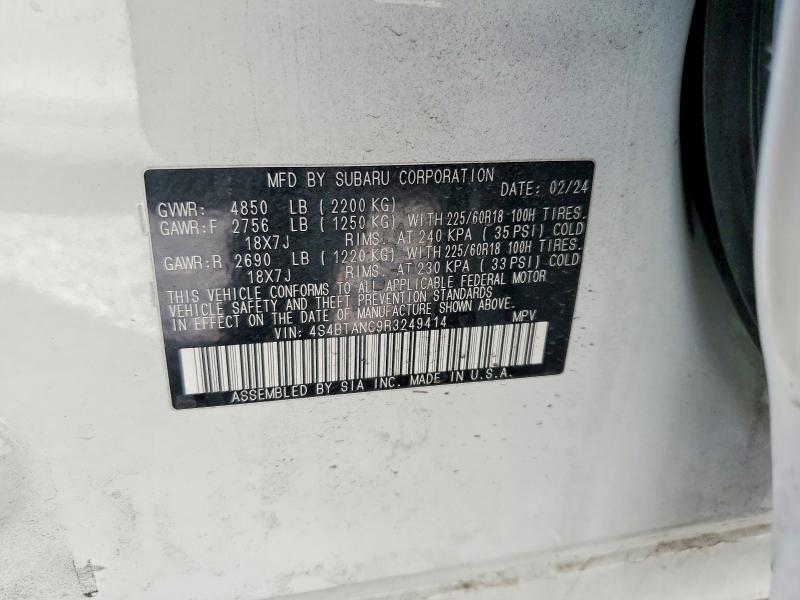 Продаж на аукціоні авто 2024 Subaru Outback, vin: 4S4BTANC9R3249414, номер лоту: 49319946