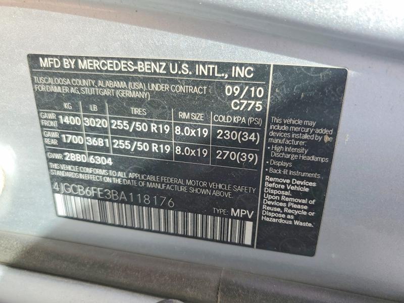 Aukcja sprzedaży 2011 Mercedes-benz R, vin: 4JGCB6FE3BA118176, numer aukcji: 49438376
