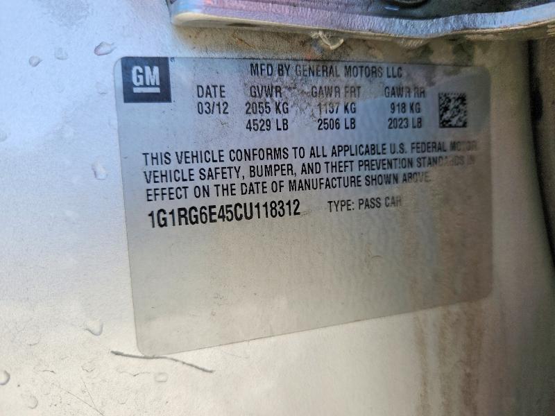 Aukcja sprzedaży 2012 Chevrolet Volt, vin: 1G1RG6E45CU118312, numer aukcji: 51283976