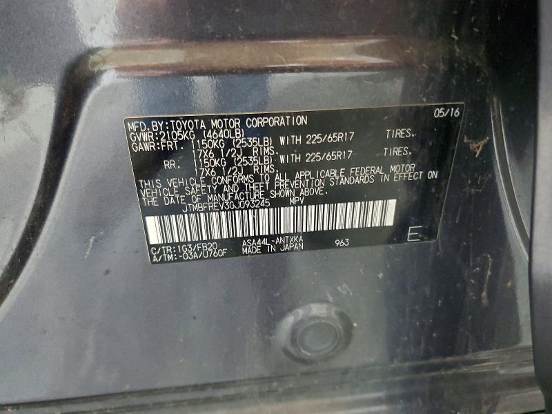 50444496 :رقم المزاد ، JTMBFREV3GJ093245 vin ، 2016 Toyota Rav4 مزاد بيع