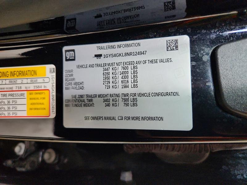 Продаж на аукціоні авто 2022 Cadillac Escalade, vin: 1GYS4GKL8NR124947, номер лоту: 51769526