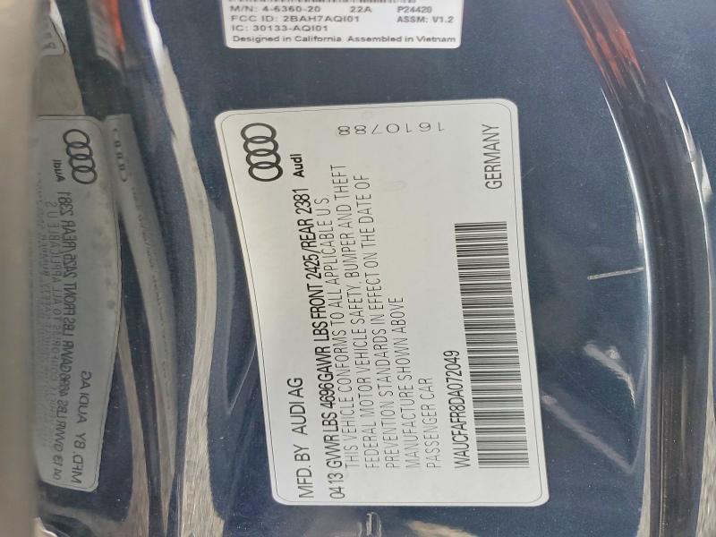 Aukcja sprzedaży 2013 Audi A5, vin: WAUCFAFR8DA072049, numer aukcji: 51676526
