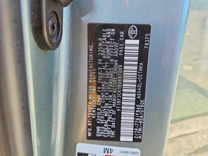 Aukcja sprzedaży 2011 Toyota Camry, vin: 4T1BF3EK1BU697009, numer aukcji: 50858086