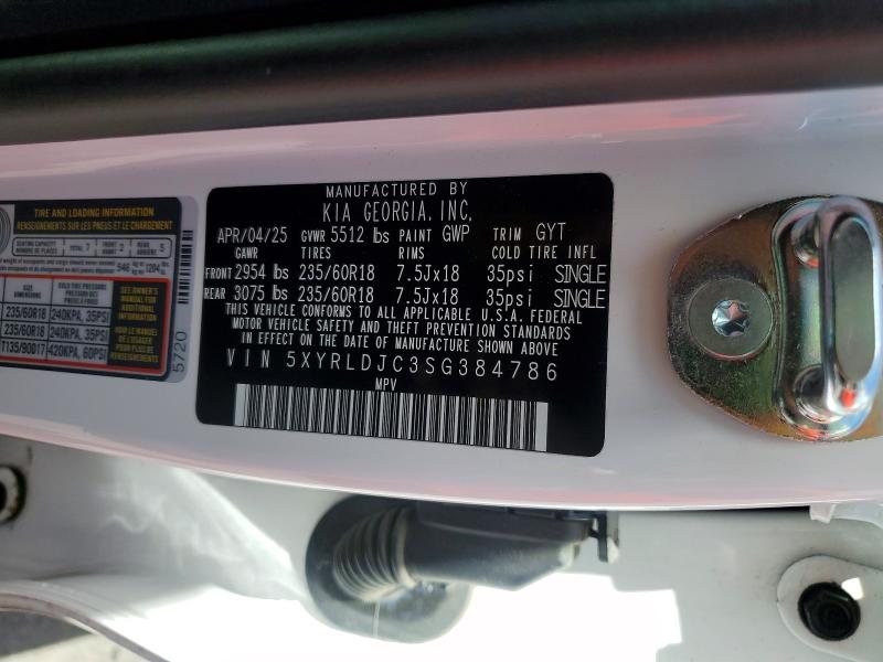 51155426 :رقم المزاد ، 5XYRLDJC3SG384786 vin ، 2025 Kia Sorento مزاد بيع