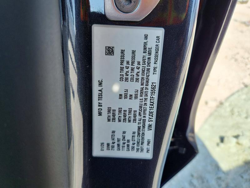 2026 Tesla Model 3 მანქანა იყიდება აუქციონზე, vin: 5YJ3E1EAXTF155621, აუქციონის ნომერი: 51366506