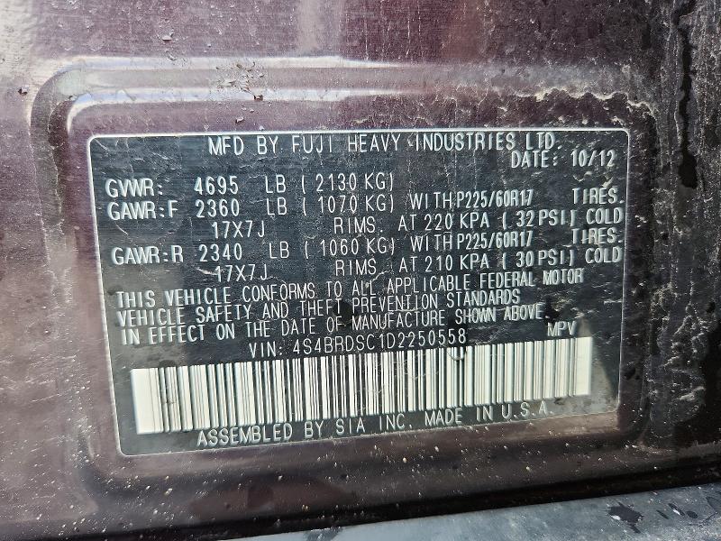 Aukcja sprzedaży 2013 Subaru Outback, vin: 4S4BRDSC1D2250558, numer aukcji: 50303516