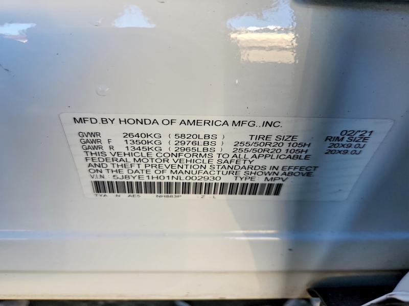 2022 Acura Mdx მანქანა იყიდება აუქციონზე, vin: 5J8YE1H01NL002930, აუქციონის ნომერი: 47364166