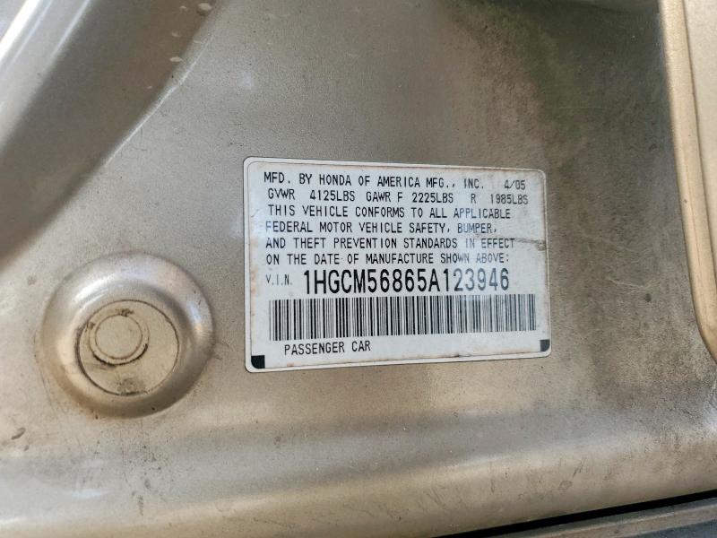49560156 :رقم المزاد ، 1HGCM56865A123946 vin ، 2005 Honda Accord مزاد بيع