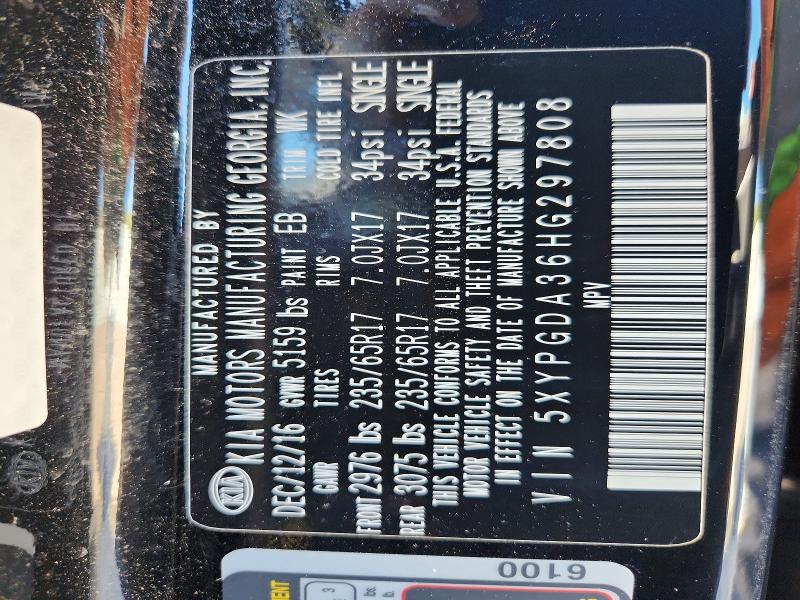 Продажа на аукционе авто 2017 Kia Sorento, vin: 5XYPGDA36HG297808, номер лота: 51244946