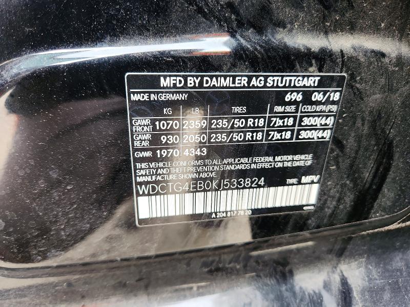 Продажа на аукционе авто 2019 Mercedes-benz Gla, vin: WDCTG4EB0KJ533824, номер лота: 50671876