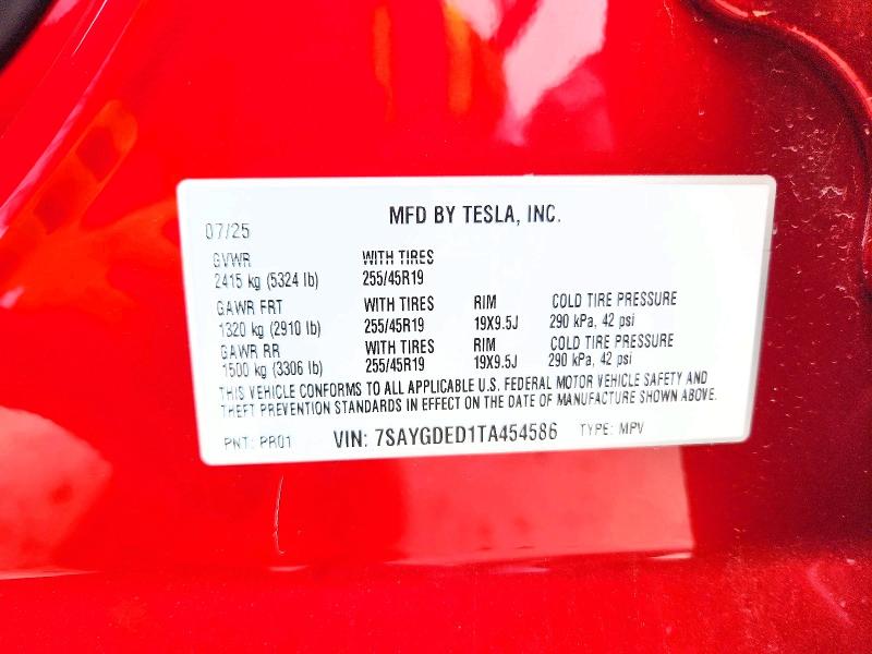 Продаж на аукціоні авто 2026 Tesla Model Y, vin: 7SAYGDED1TA454586, номер лоту: 51420186