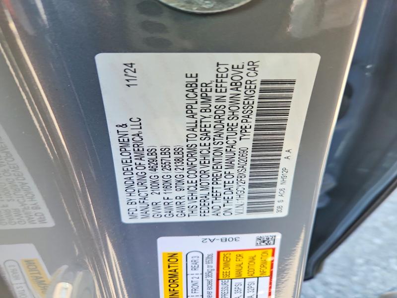 2025 Honda Accord მანქანა იყიდება აუქციონზე, vin: 1HGCY2F8XSA020690, აუქციონის ნომერი: 51660156