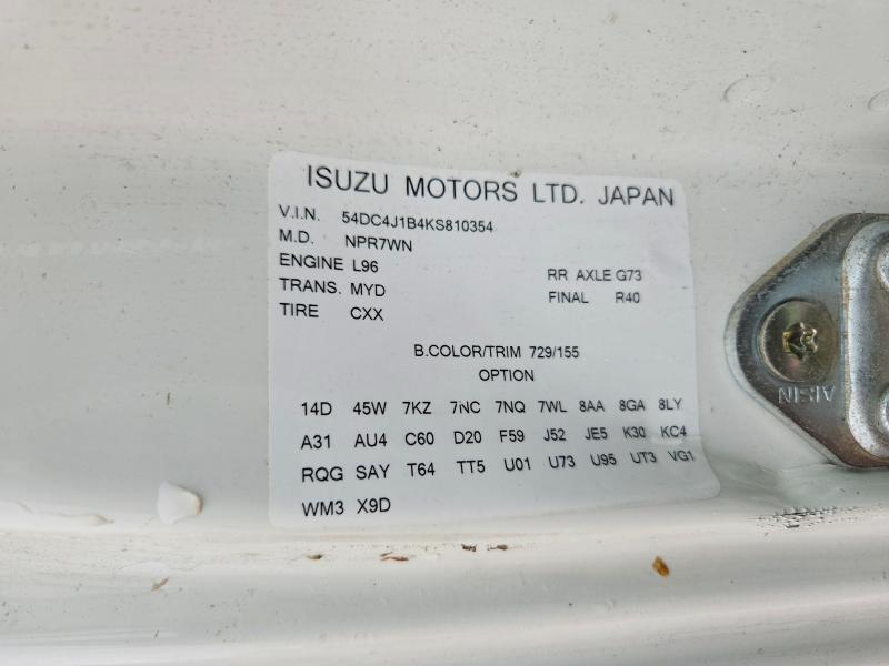 2019 Isuzu Npr Hd მანქანა იყიდება აუქციონზე, vin: 54DC4J1B4KS810354, აუქციონის ნომერი: 49981816
