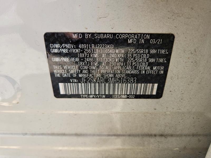 Aukcja sprzedaży 2021 Subaru Forester, vin: JF2SKARC3MH516383, numer aukcji: 50306576