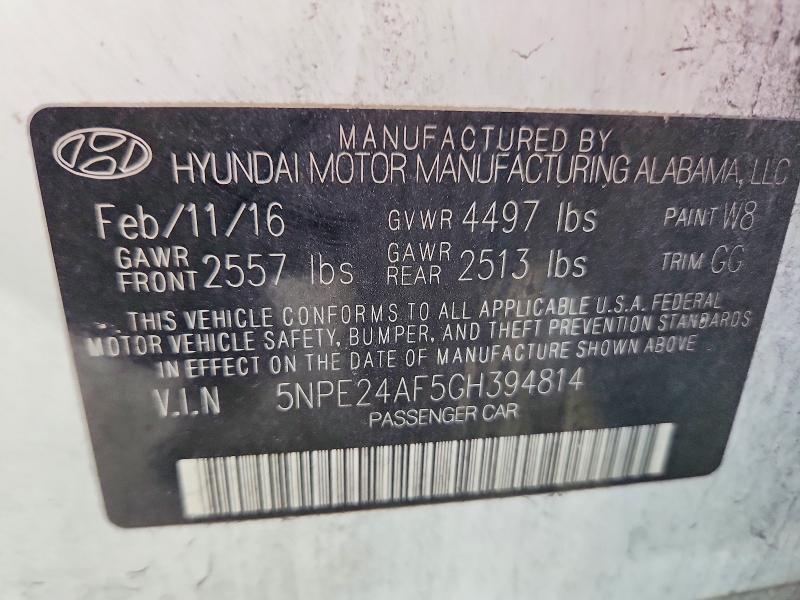 Продаж на аукціоні авто 2016 Hyundai Sonata, vin: 5NPE24AF5GH394814, номер лоту: 49858286
