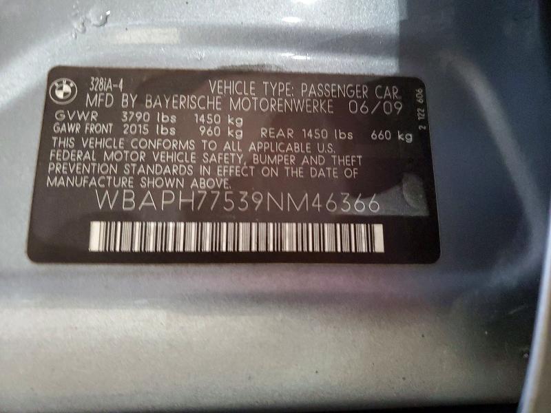 51434826 :رقم المزاد ، WBAPH77539NM46366 vin ، 2009 Bmw 328 مزاد بيع