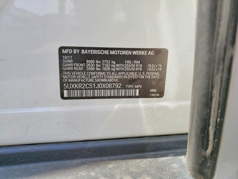 49819406 :رقم المزاد ، 5UXKR2C51J0X08792 vin ، 2018 Bmw X5 مزاد بيع