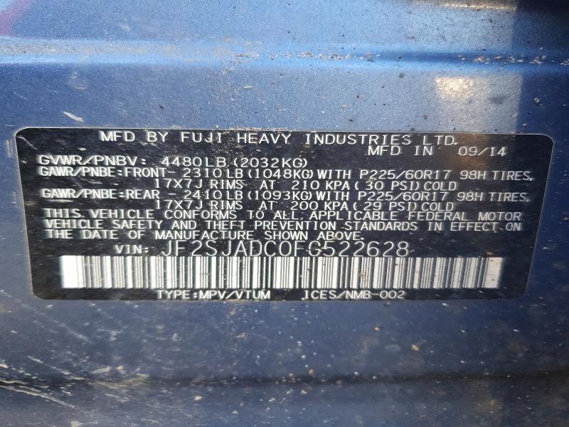 50096856 :رقم المزاد ، JF2SJADC0FG522628 vin ، 2015 Subaru Forester مزاد بيع