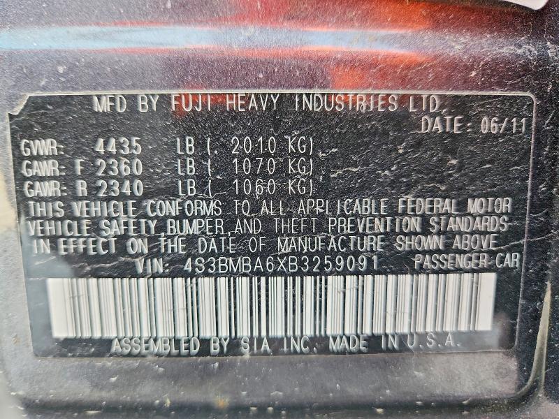48824606 :رقم المزاد ، 4S3BMBA6XB3259091 vin ، 2011 Subaru Legacy مزاد بيع