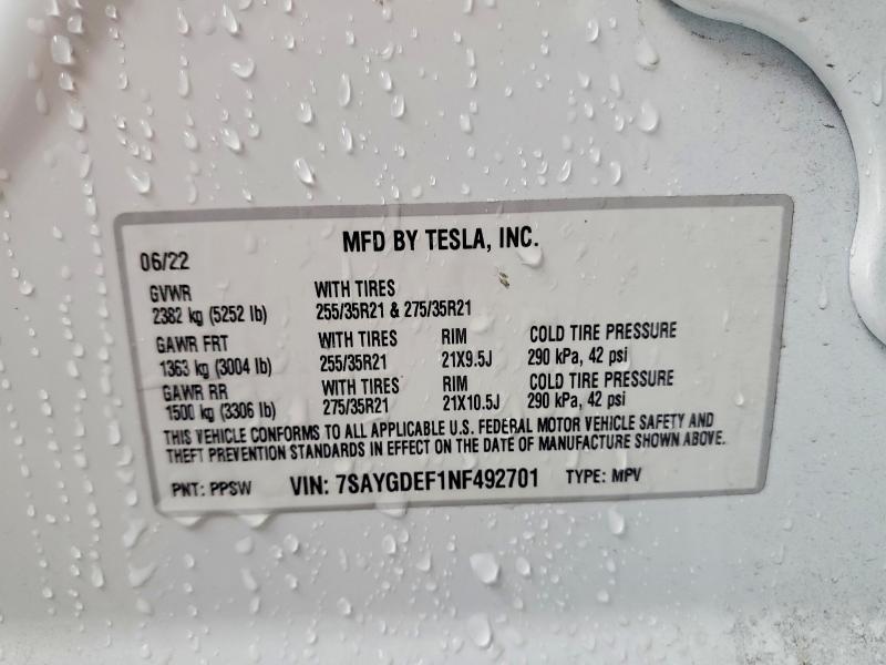Продажа на аукционе авто 2022 Tesla Model Y, vin: 7SAYGDEF1NF492701, номер лота: 50885656