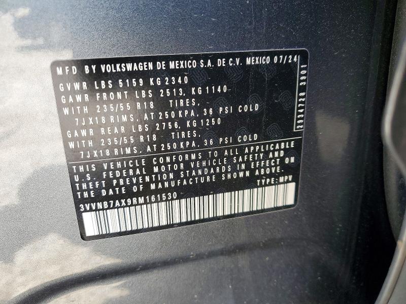 2024 Volkswagen Tiguan მანქანა იყიდება აუქციონზე, vin: 3VVNB7AX9RM161530, აუქციონის ნომერი: 51632896