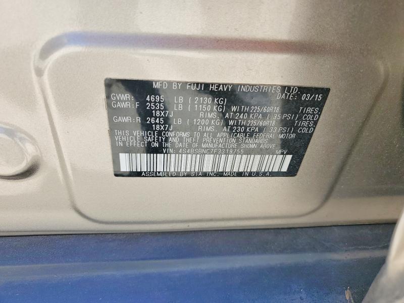 Aukcja sprzedaży 2015 Subaru Outback, vin: 4S4BSBNC7F3319755, numer aukcji: 50817436