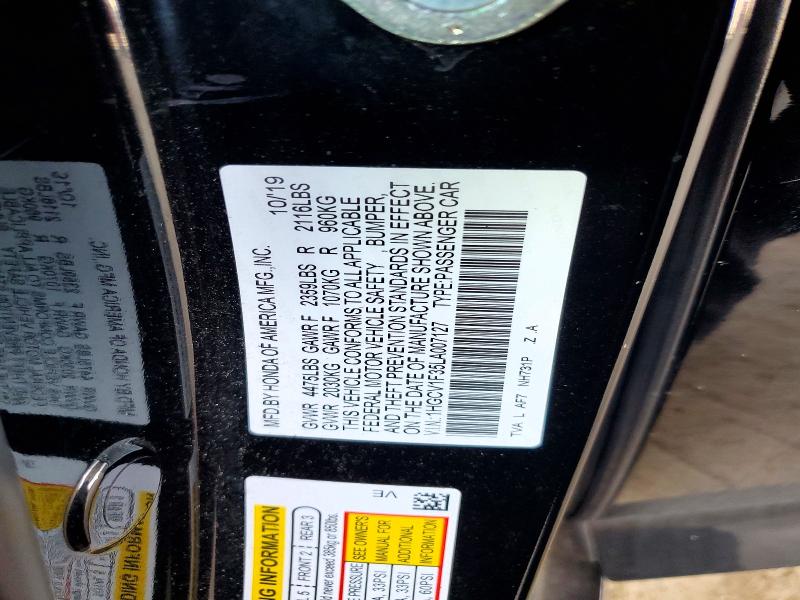 Продажа на аукционе авто 2020 Honda Accord, vin: 1HGCV1F35LA007127, номер лота: 51418996