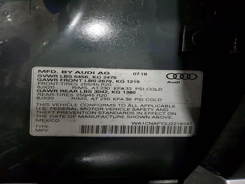 Продажа на аукционе авто 2018 Audi Q5, vin: WA1CNAFY2J2218247, номер лота: 49280326