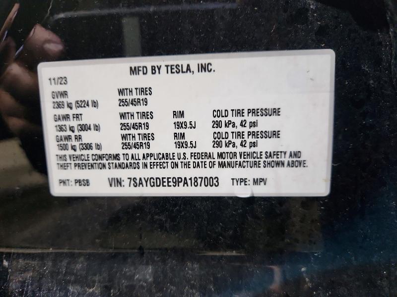 50118096 :رقم المزاد ، 7SAYGDEE9PA187003 vin ، 2023 Tesla Model Y مزاد بيع