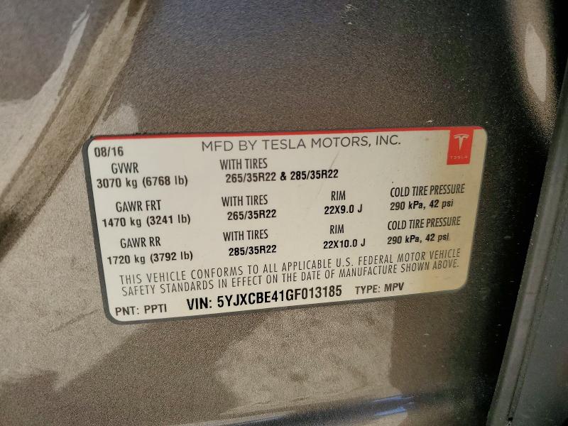 Продаж на аукціоні авто 2016 Tesla Model X, vin: 5YJXCBE41GF013185, номер лоту: 48821376