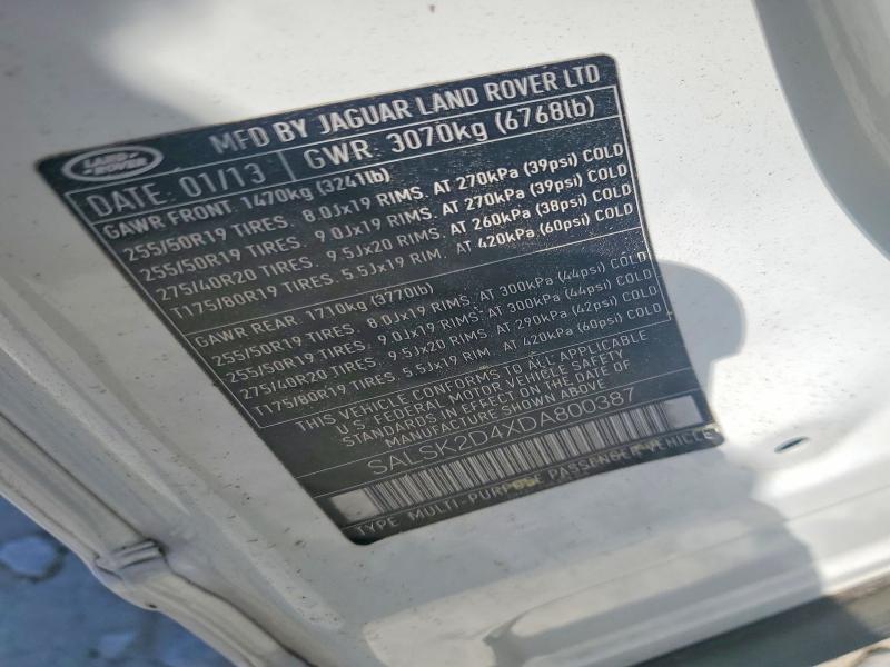Продаж на аукціоні авто 2013 Land Rover Range Rover Sport, vin: SALSK2D4XDA800387, номер лоту: 49240846